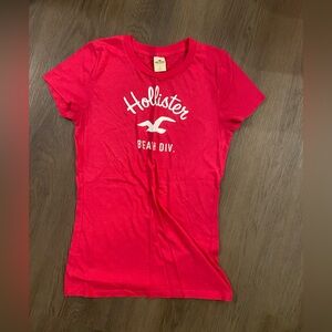 Hollister Bright Red Logo Beach Div. Short Sleeve Tee